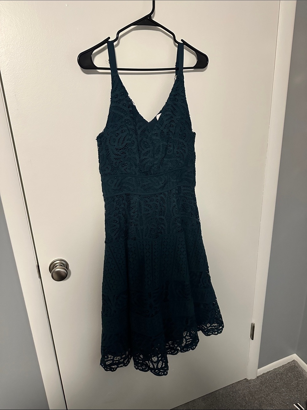 Adelyn Rae Teal Lace Midi Dress